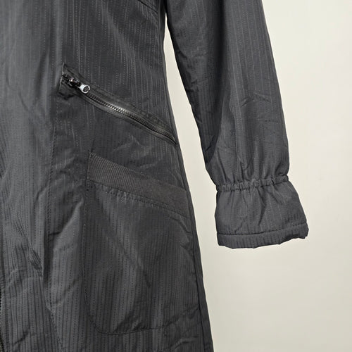 Pile Ou Face Paris Black Long Hooded Zip Jacket Coat - Size S
