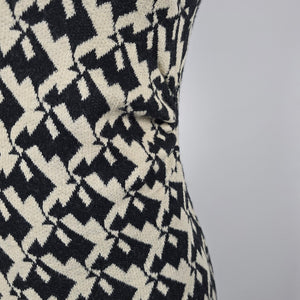 Diane von Furstenberg Black & Cream Geometric Wool Blend Knit Dress - Size 6