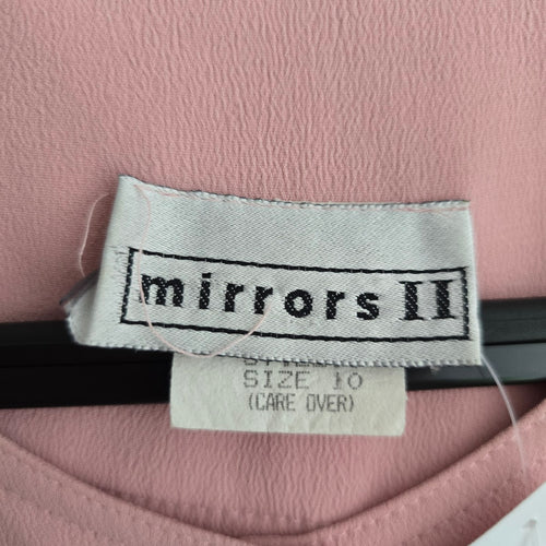 Vintage Mirrors II Pink Button Front Long Sleeve Dress Size 10