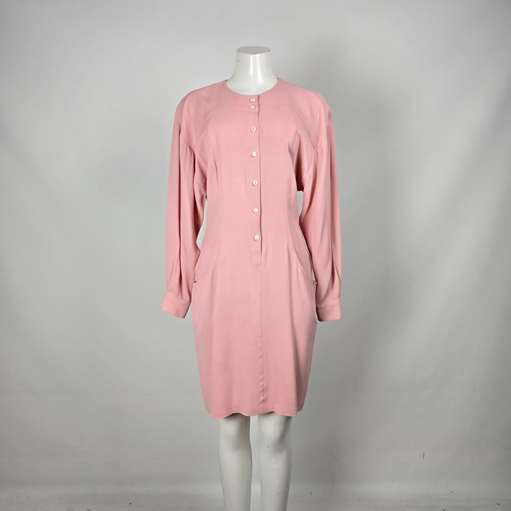 Vintage Mirrors II Pink Button Front Long Sleeve Dress Size 10