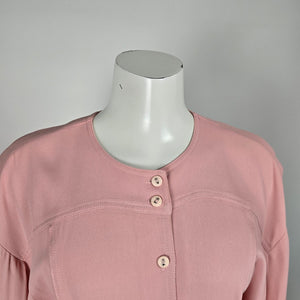 Vintage Mirrors II Pink Button Front Long Sleeve Dress Size 10