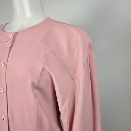 Vintage Mirrors II Pink Button Front Long Sleeve Dress Size 10
