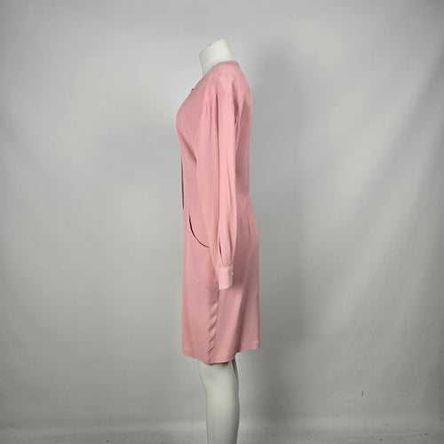 Vintage Mirrors II Pink Button Front Long Sleeve Dress Size 10