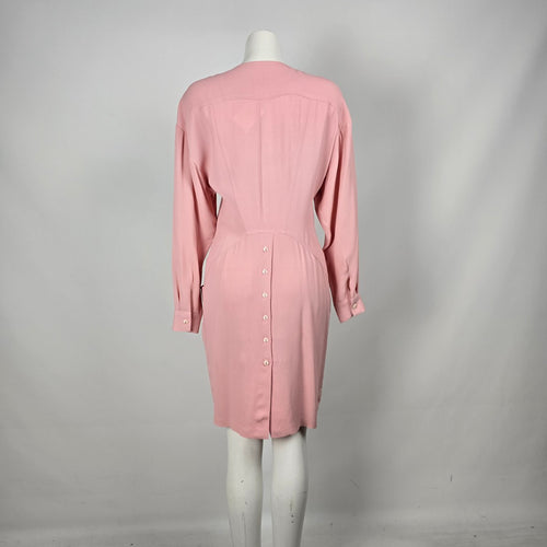 Vintage Mirrors II Pink Button Front Long Sleeve Dress Size 10