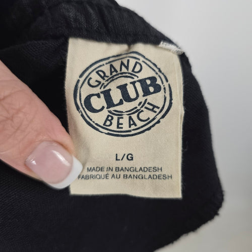 Grand Club Beach Black Acid Wash Drawstring Shorts Size L