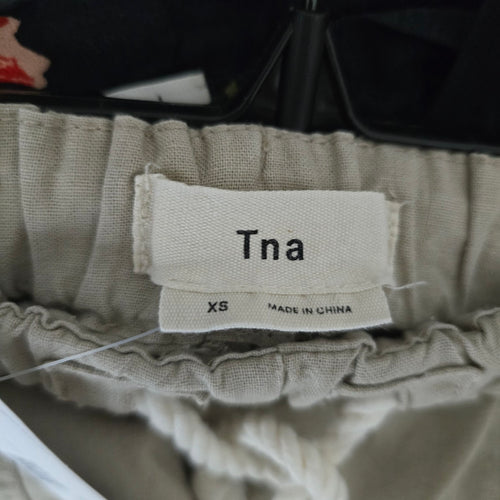 Tna Beige Linen Cotton Drawstring Shorts Size XS