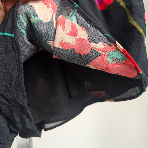 Wilfred Black Floral Print High-Waisted Shorts Size XS