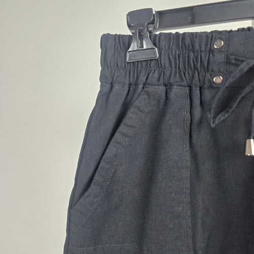 Ci Sono Black Linen Blend Drawstring Shorts Size S