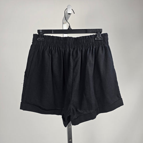Ci Sono Black Linen Blend Drawstring Shorts Size S