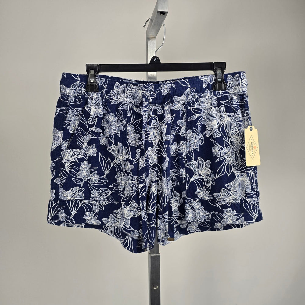 St. John’s Bay Navy Blue White Floral Linen Blend Shorts Size S