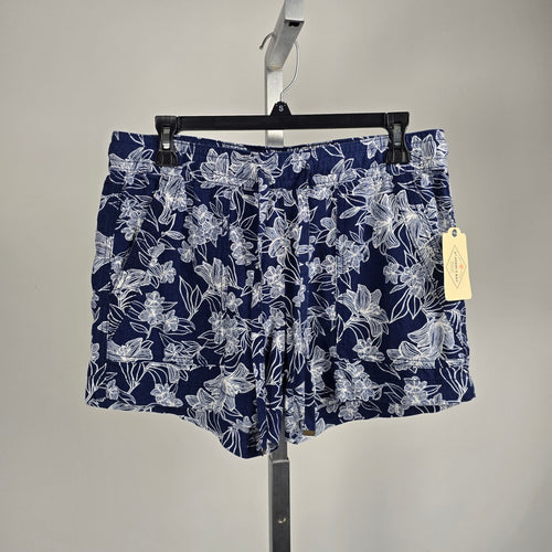 St. John’s Bay Navy Blue White Floral Linen Blend Shorts Size S