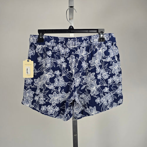 St. John’s Bay Navy Blue White Floral Linen Blend Shorts Size S