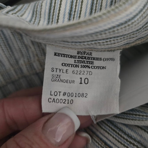 Vintage French Dressing Paris Striped Cotton Bermuda Shorts Size 10