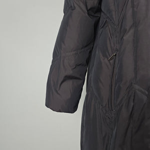 Saga Furs Black Full Length 70% Down Coat with Genuine Fox Fur Hood Size M