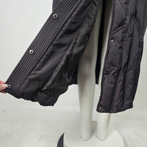 Saga Furs Black Full Length 70% Down Coat with Genuine Fox Fur Hood Size M