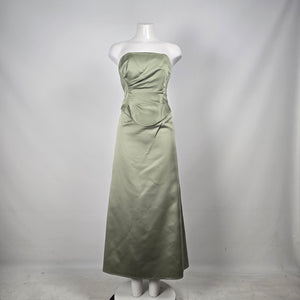 Alfred Angelo Sage Green Satin 2-Piece Strapless Formal Dress Skirt Set Size S