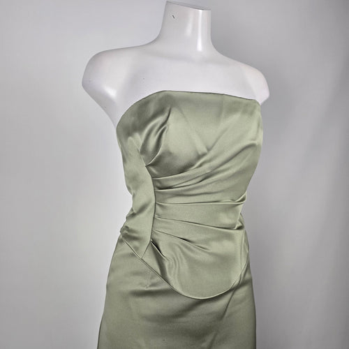 Alfred Angelo Sage Green Satin 2-Piece Strapless Formal Dress Skirt Set Size S