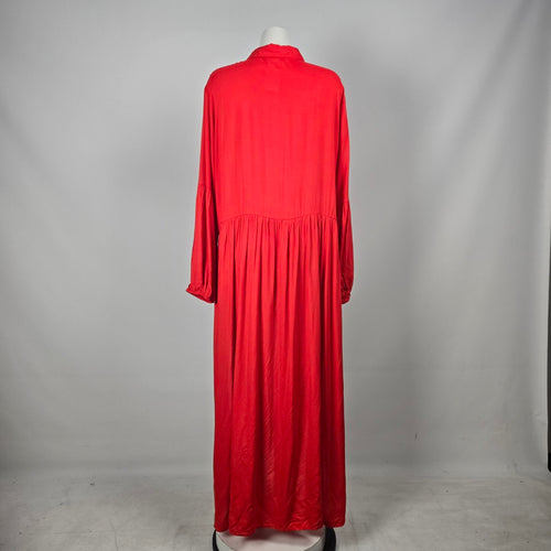 VENUS Red Rayon Button Front Tie Waist High-Low Blouse Top Size 24