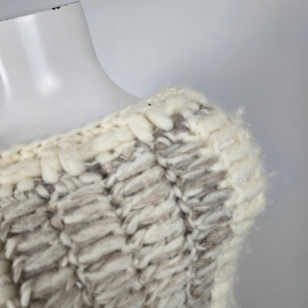 Vintage 1970s White Buffalo Pure Virgin Wool Hand Knit Poncho Cape Made in Canada One Size