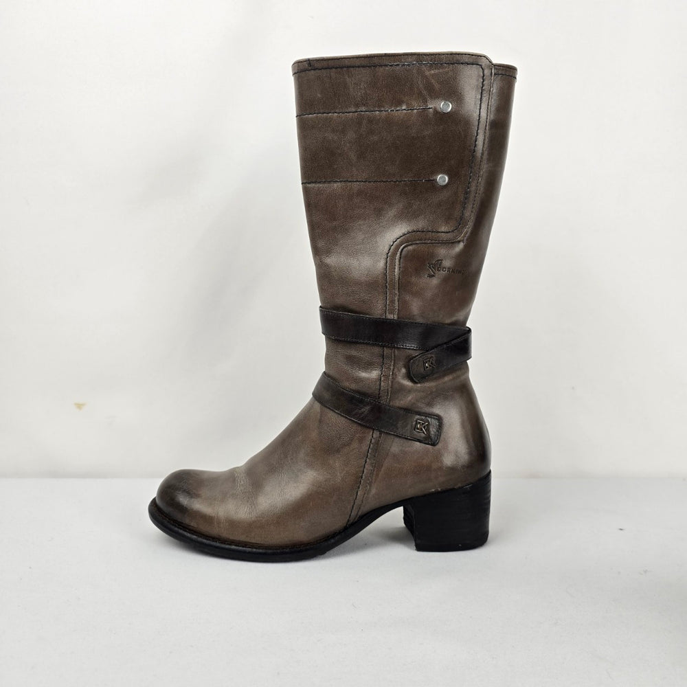 Dorking Brown Leather Mid-Calf Boots Made in Spain - Size 6