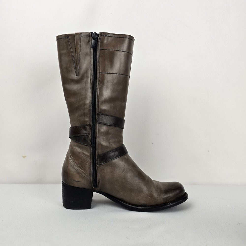 Dorking Brown Leather Mid-Calf Boots Made in Spain - Size 6