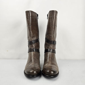 Dorking Brown Leather Mid-Calf Boots Made in Spain - Size 6