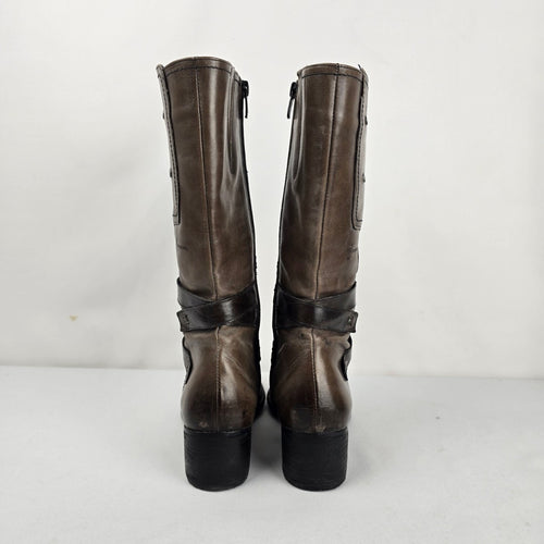 Dorking Brown Leather Mid-Calf Boots Made in Spain - Size 6