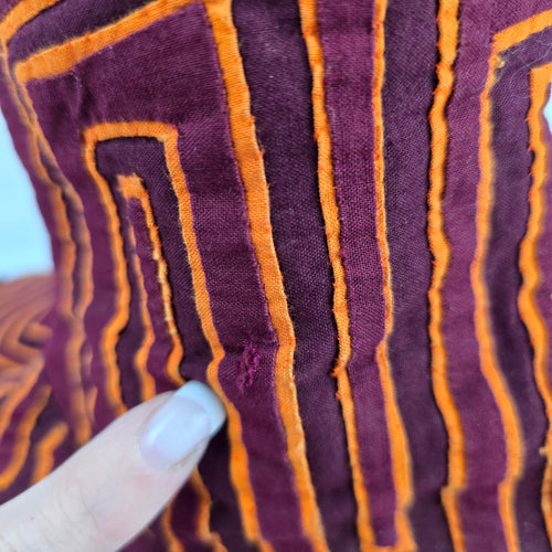 Burgundy & Orange Embroidered Textile Side Zip Boots -Size 8.5