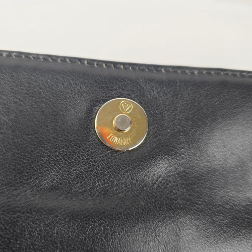 Vintage Black Eel skin Flap Clutch Purse Bag