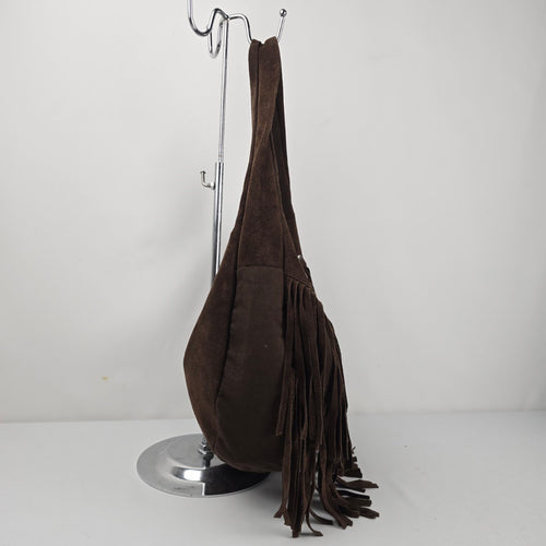 Vintage Avon Brown Suede Fringe Hobo Bag