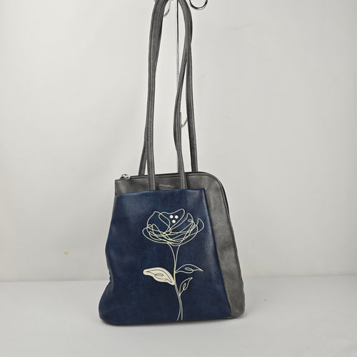 Espe Gray and Navy Convertible Backpack Tote Purse