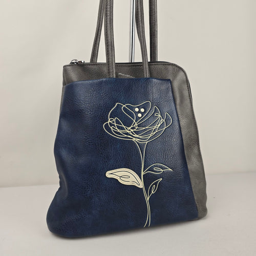 Espe Gray and Navy Convertible Backpack Tote Purse