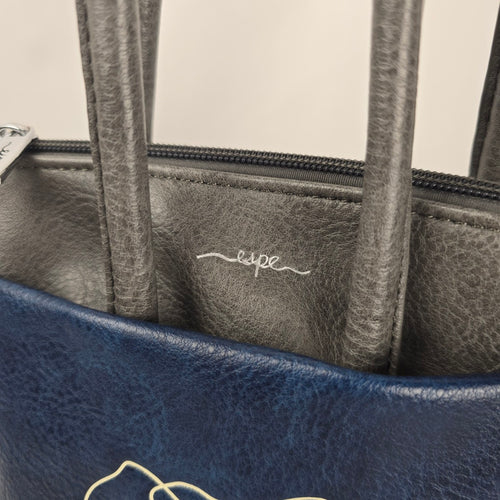 Espe Gray and Navy Convertible Backpack Tote Purse