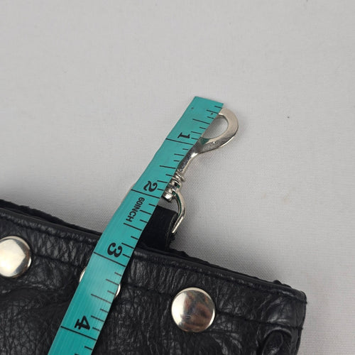 Vintage Moto Black Leather Clip-On Utility Pouch with Braided Trim