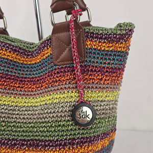 The Sak Cambria Crochet Multicolor Stripe Shoulder Tote Bag