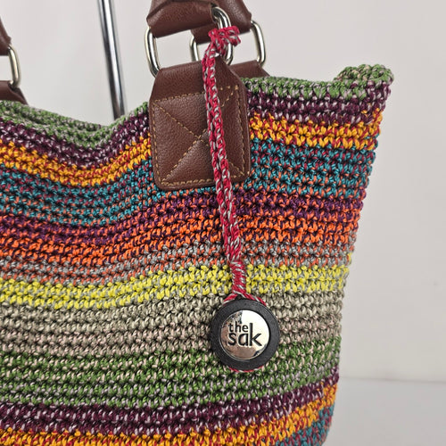 The Sak Cambria Crochet Multicolor Stripe Shoulder Tote Bag