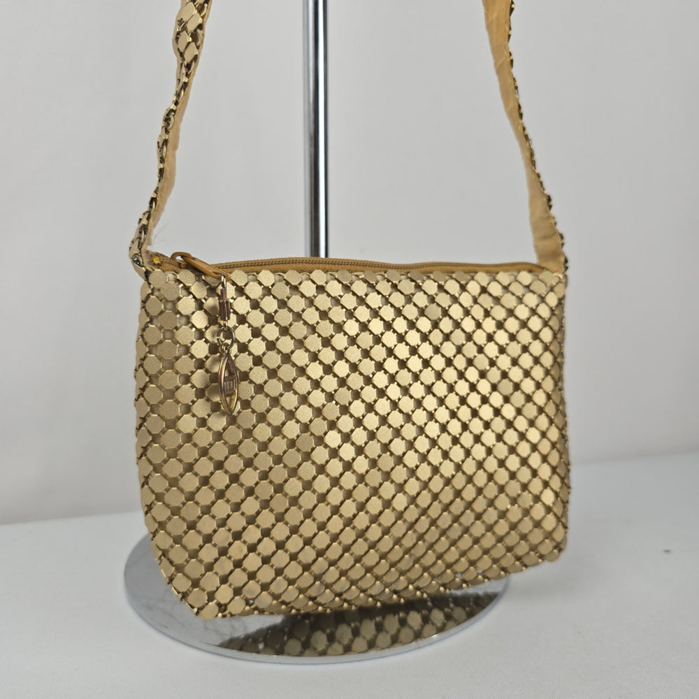 Fiona Gold Metal Mesh Shoulder Bag Vintage Evening Purse
