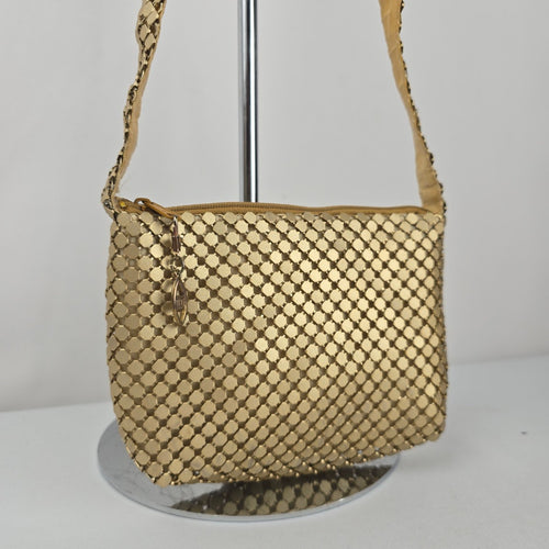 Fiona Gold Metal Mesh Shoulder Bag Vintage Evening Purse