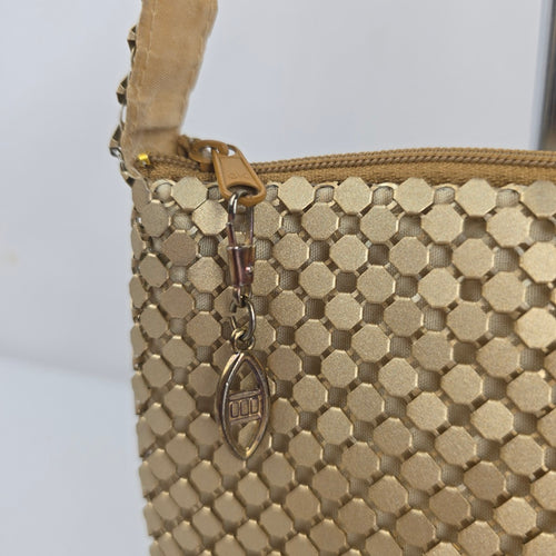 Fiona Gold Metal Mesh Shoulder Bag Vintage Evening Purse
