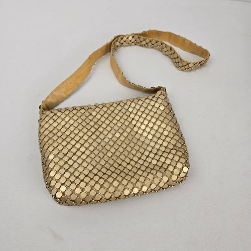 Fiona Gold Metal Mesh Shoulder Bag Vintage Evening Purse