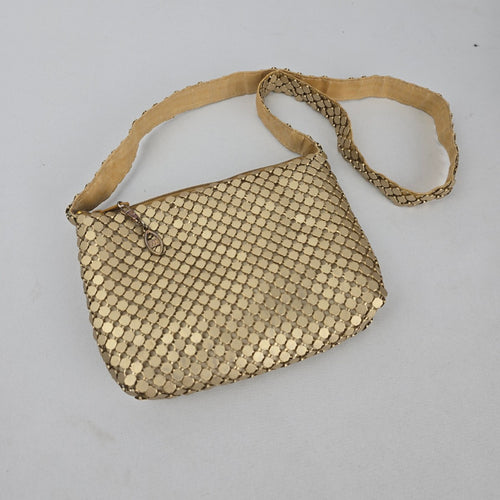 Fiona Gold Metal Mesh Shoulder Bag Vintage Evening Purse