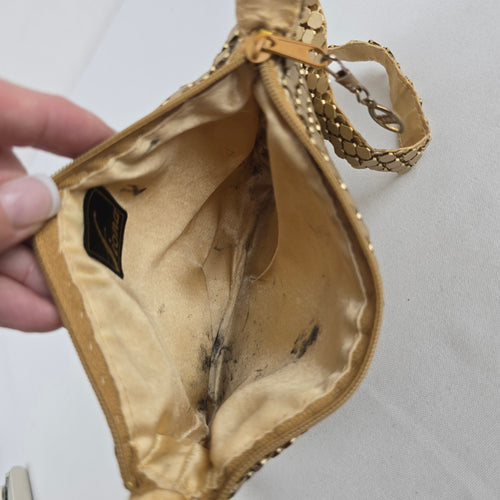 Fiona Gold Metal Mesh Shoulder Bag Vintage Evening Purse