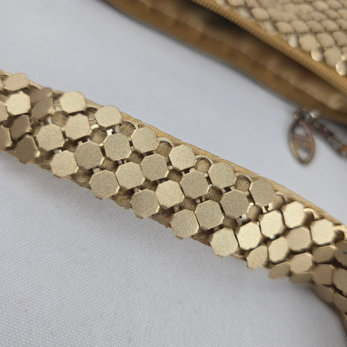 Fiona Gold Metal Mesh Shoulder Bag Vintage Evening Purse