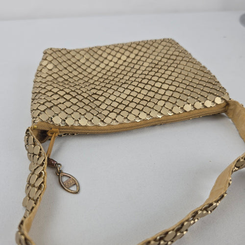 Fiona Gold Metal Mesh Shoulder Bag Vintage Evening Purse