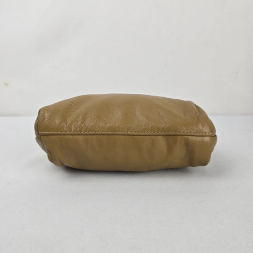 Tan Leather Chain Strap Kiss-Lock Clutch Bag Vintage Purse