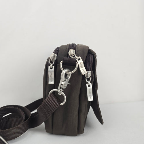 Baggallini Brown Nylon Mini Crossbody Organizer Bag