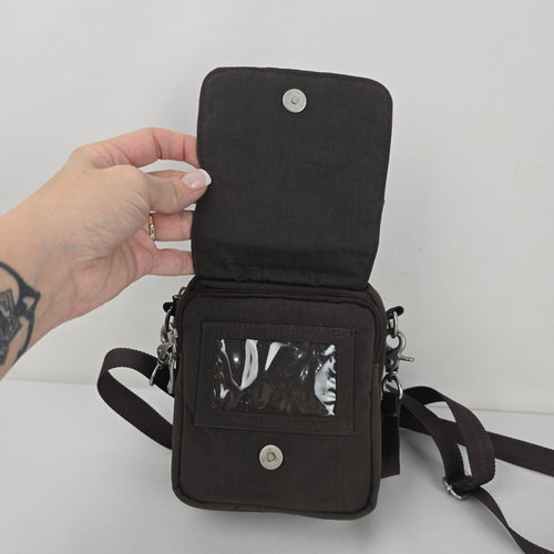 Baggallini Brown Nylon Mini Crossbody Organizer Bag