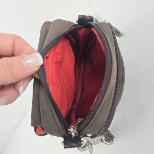 Baggallini Brown Nylon Mini Crossbody Organizer Bag