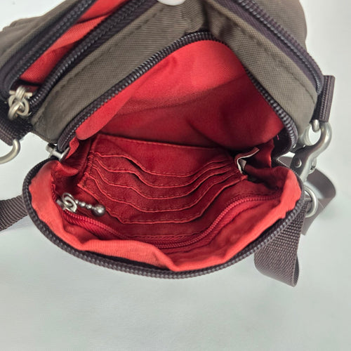 Baggallini Brown Nylon Mini Crossbody Organizer Bag
