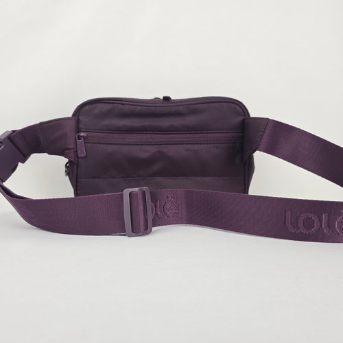 LOLE Purple Nylon Multi-Pocket Crossbody Bag with Adjustable Strap